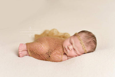 Gold Pearls Mohair Halo Tieback Headband - Beautiful Photo Props