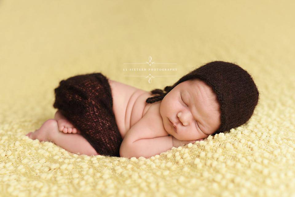 Dark Brown Ruffles Mohair Newborn Pants and Hat Set - Beautiful Photo Props