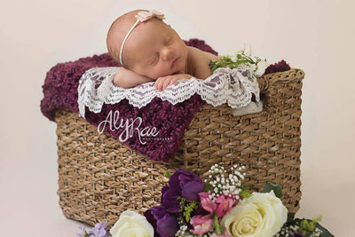 Plum Purple Homespun Newborn Baby Blanket - Beautiful Photo Props