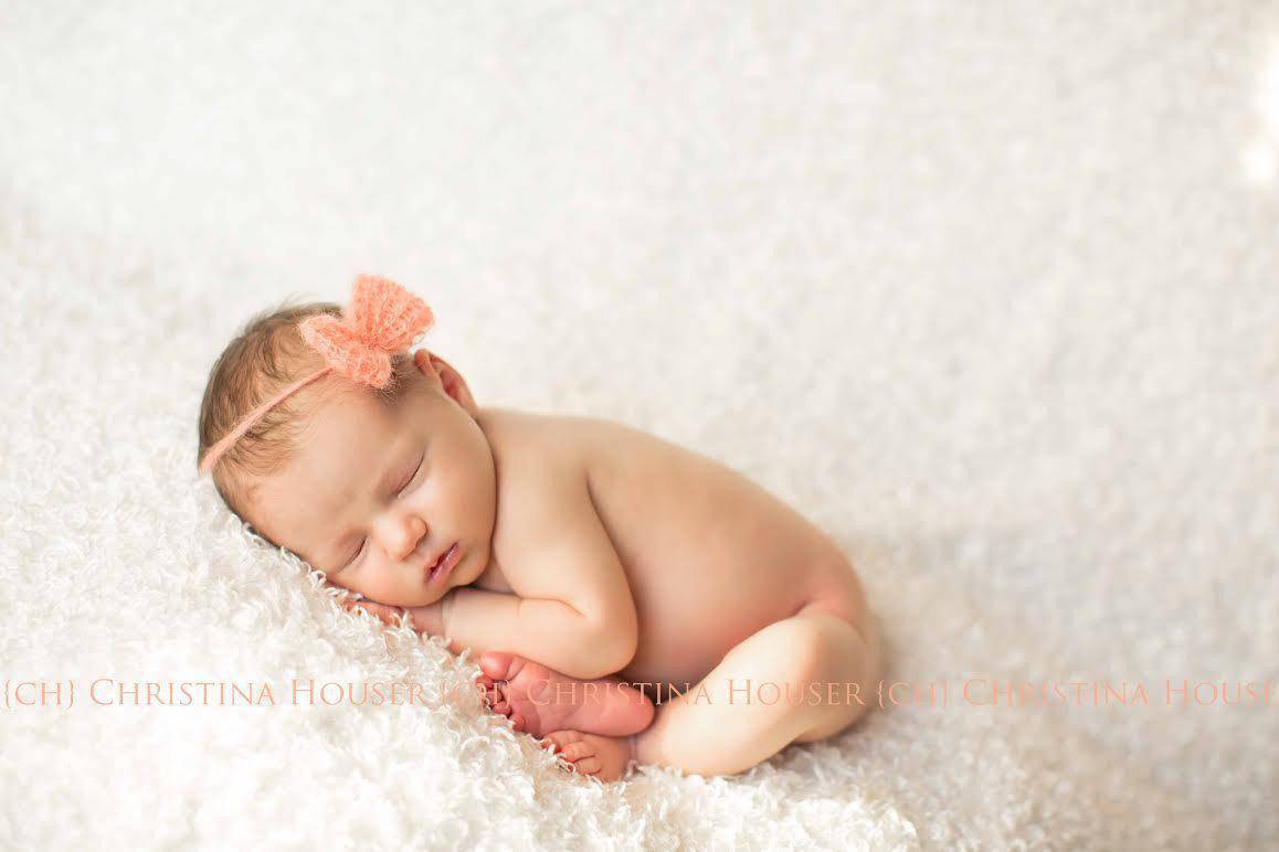 Peach Bow Mohair Halo Tieback Headband - Beautiful Photo Props