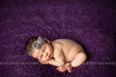 Gray Bow Mohair Bowtie Halo Tieback Headband - Beautiful Photo Props