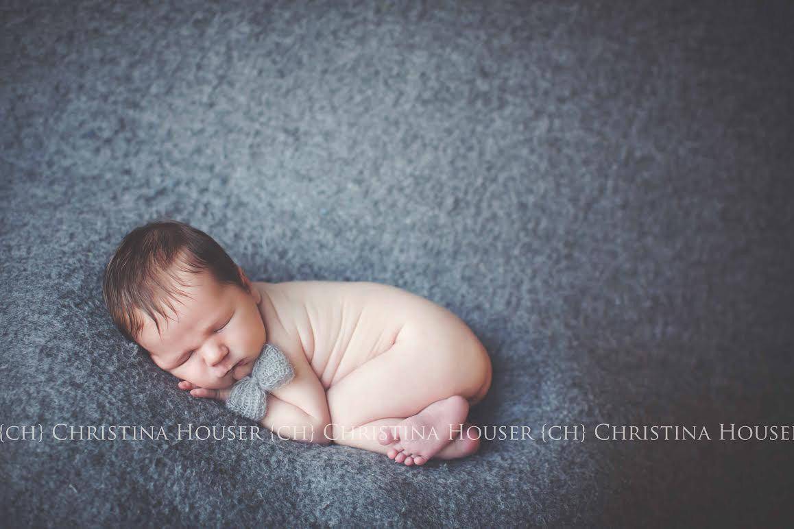 Gray Bow Mohair Bowtie Halo Tieback Headband - Beautiful Photo Props