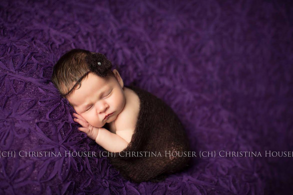 SET Dark Brown Mohair Knit Baby Wrap and Headband - Beautiful Photo Props