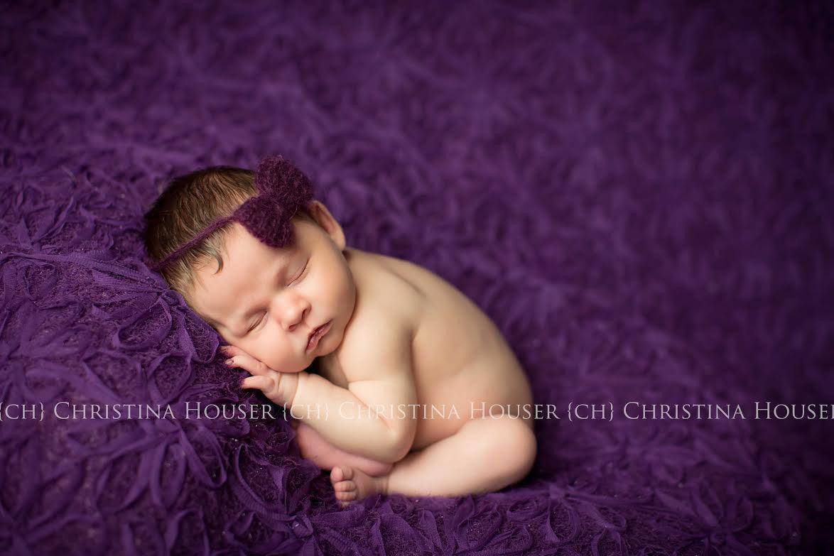Eggplant Purple Bow Mohair Halo Tieback Headband - Beautiful Photo Props