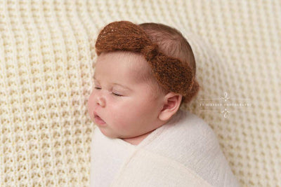 Chocolate Brown Wide Bow Mohair Headband - Beautiful Photo Props