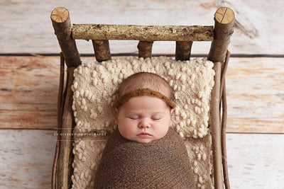 Chocolate Brown Pearls Mohair Halo Tieback Headband - Beautiful Photo Props