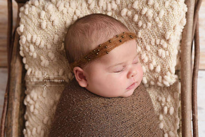 Chocolate Brown Pearls Mohair Halo Tieback Headband - Beautiful Photo Props