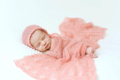 Pink Sunflower Mohair Knit Baby Wrap - Beautiful Photo Props