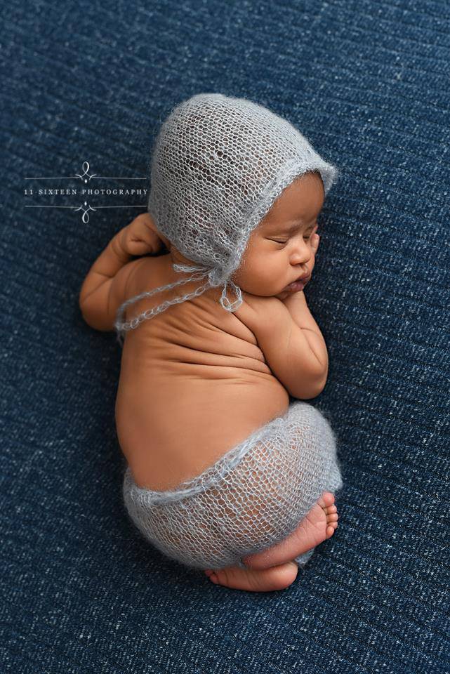 Light Blue Mohair Newborn Baby Pants and Hat Set - Beautiful Photo Props