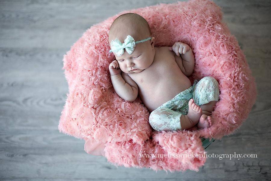 Aqua Blue Lace Pants and Lace Bow Mohair Headband - Beautiful Photo Props