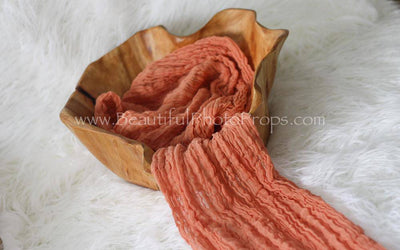 SET Salmon, Yellow and Tan Cheesecloth Baby Wraps Cheese Cloth - Beautiful Photo Props