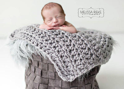 Grey Gray Chunky Newborn Baby Blanket - Beautiful Photo Props