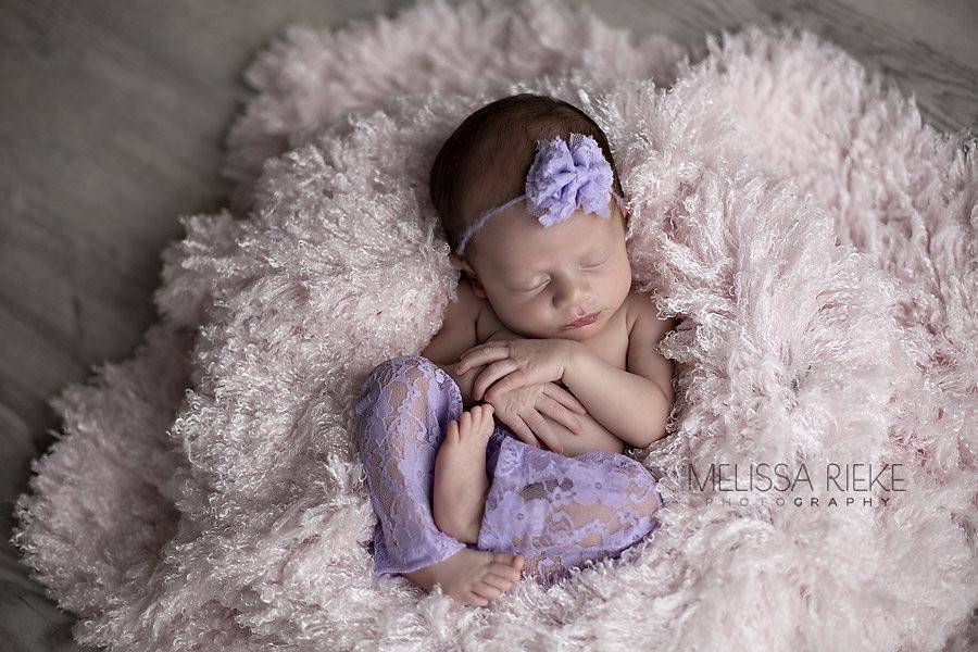 SET Newborn Pink and Lavender Lace Pants and Lace Bow Mohair Headbands - Beautiful Photo Props