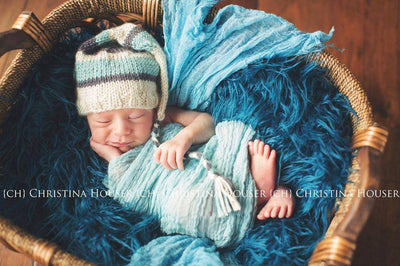 SET Powder Blue and Turquoise Cheesecloth Baby Wraps Cheese Cloth - Beautiful Photo Props
