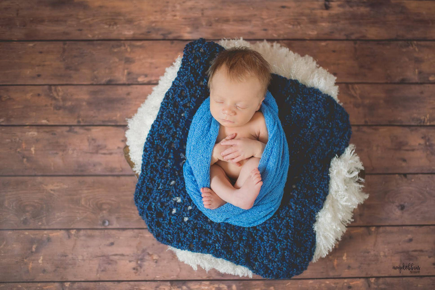 Midnight Blue Homespun Newborn Baby Blanket - Beautiful Photo Props