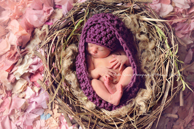 Plum Purple Baby Bowl And Hat Set - Beautiful Photo Props