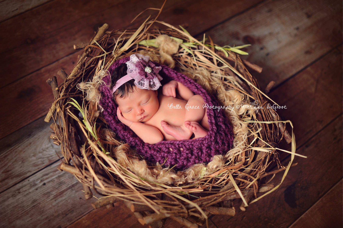 Plum Purple Baby Bowl And Hat Set - Beautiful Photo Props