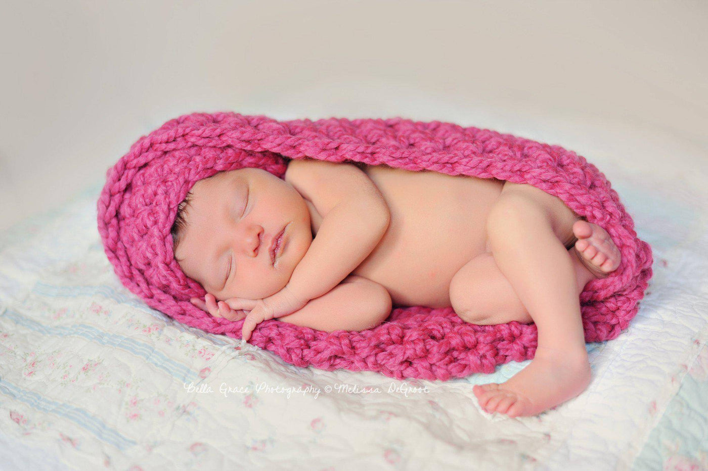 Raspberry Pink Baby Bowl And Hat Set - Beautiful Photo Props