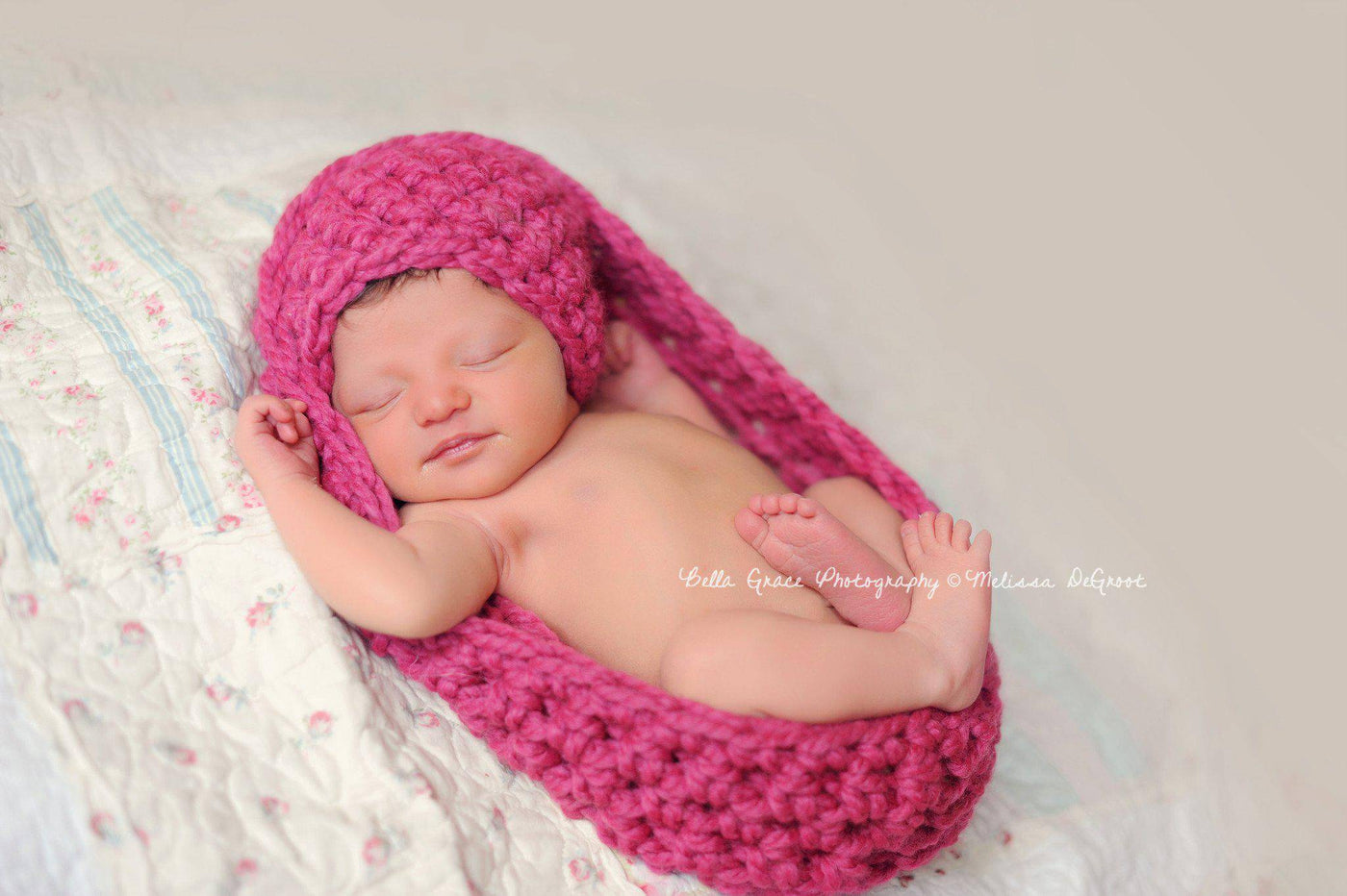 Raspberry Pink Baby Bowl And Hat Set - Beautiful Photo Props