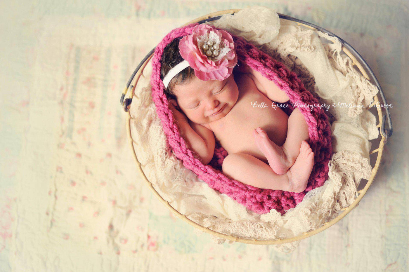 Raspberry Pink Chunky Baby Bowl - Beautiful Photo Props