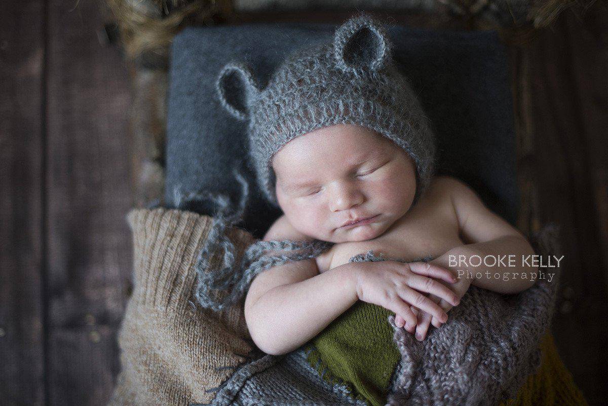 Pewter Gray Mohair Teddy Bear Hat and Shorts Set - Beautiful Photo Props