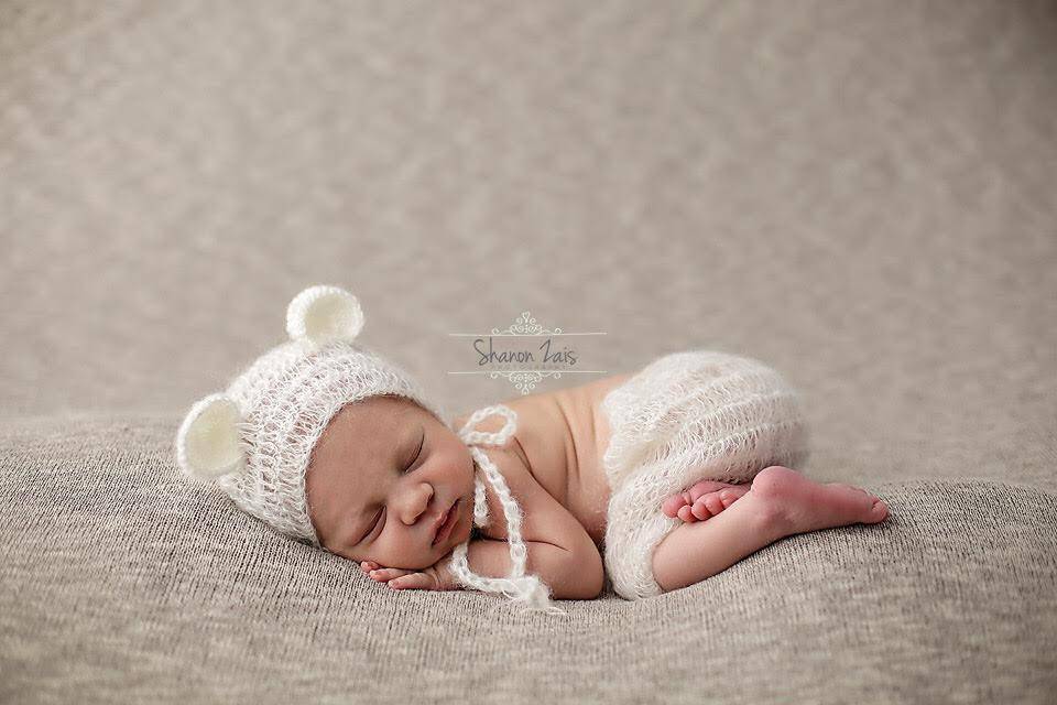 Cream Mohair Teddy Bear Hat and Shorts Set - Beautiful Photo Props
