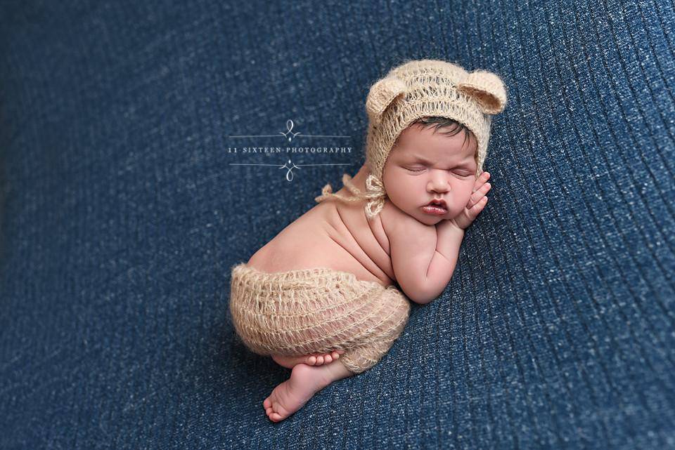 Beige Mohair Teddy Bear Hat and Shorts Set - Beautiful Photo Props
