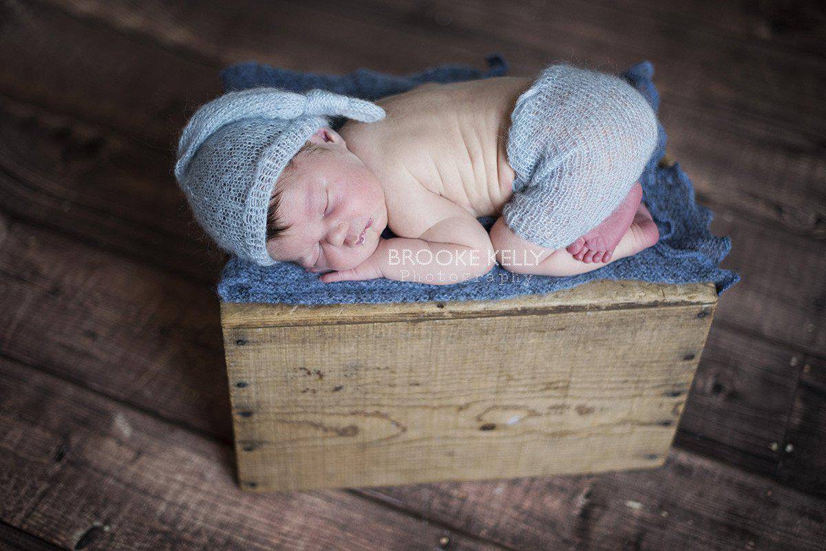 Light Blue Mohair Knot Hat and Shorts Set - Beautiful Photo Props
