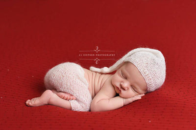 Cream Mohair Knot Hat and Shorts Set - Beautiful Photo Props