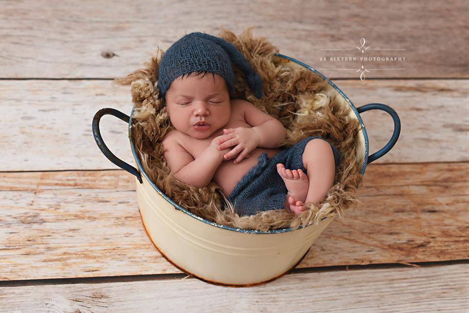 Denim Blue Mohair Knot Hat and Shorts Set - Beautiful Photo Props