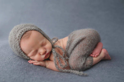 Gray Mohair Newborn Pants and Hat Set - Beautiful Photo Props