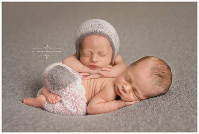 Mohair Pocket Pants and Hat Set in Cream and Gray - Beautiful Photo Props