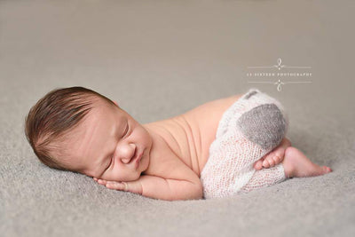 Mohair Pocket Pants and Hat Set in Cream and Gray - Beautiful Photo Props
