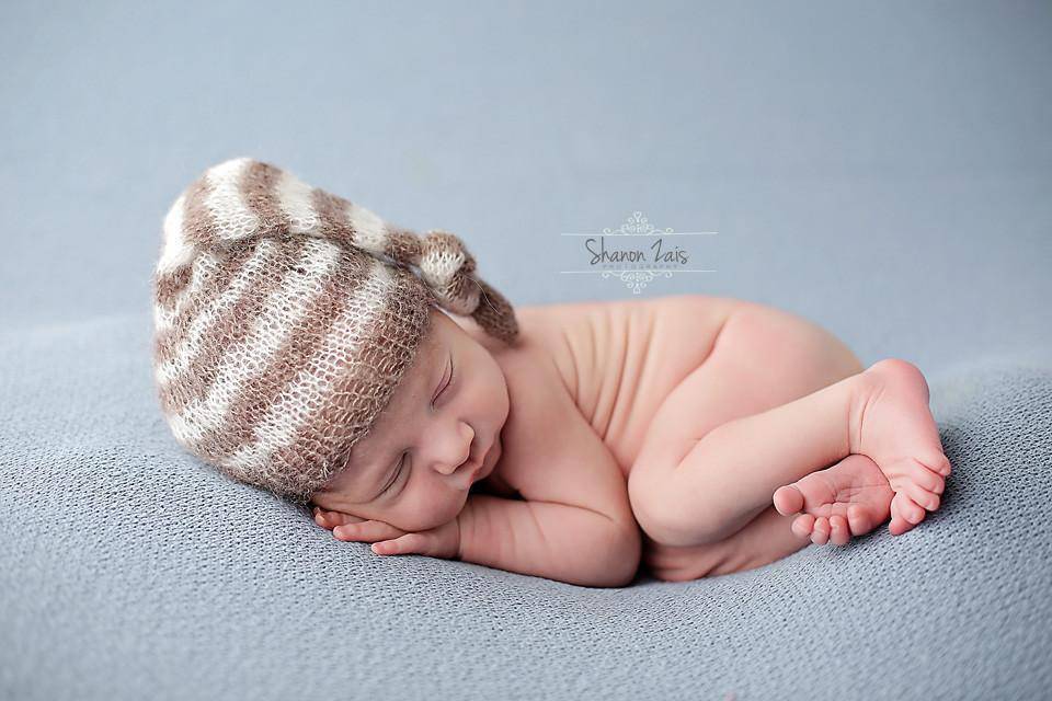 Toffee Brown and Cream Newborn Mohair Pixie Baby Hat - Beautiful Photo Props