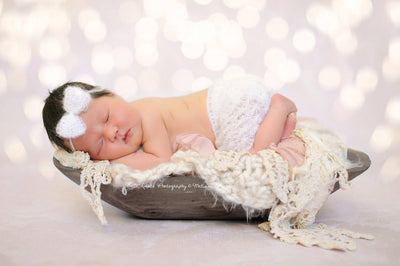 Cream White Newborn Mohair Skirt and Headband Set - Beautiful Photo Props