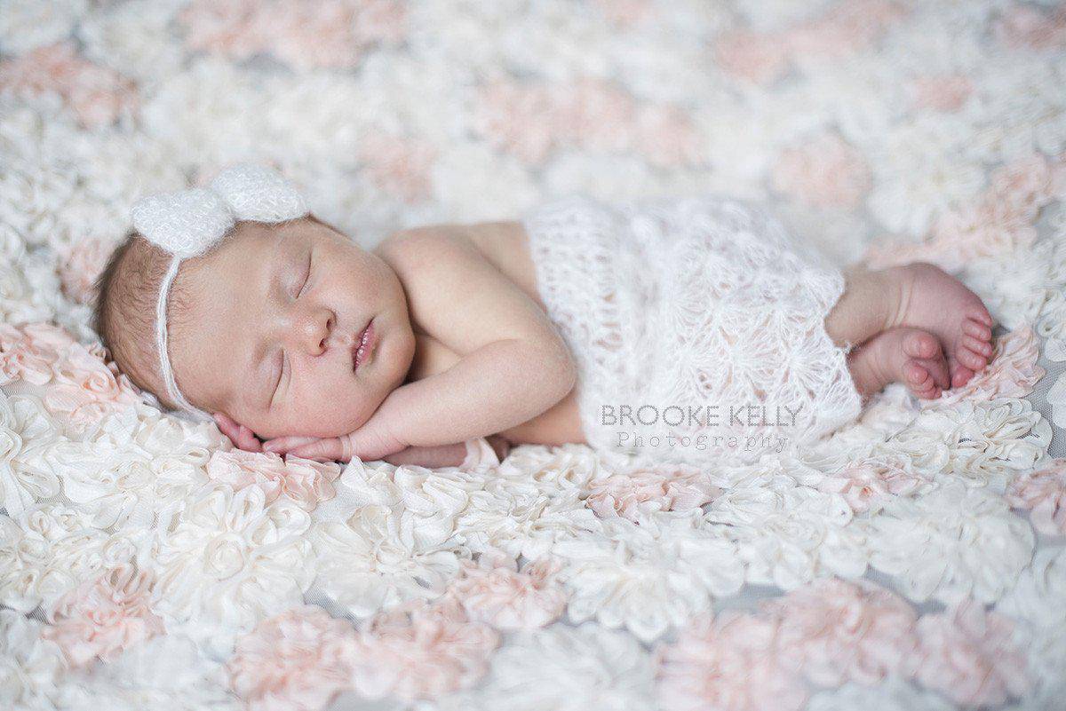 Cream White Newborn Mohair Skirt and Headband Set - Beautiful Photo Props