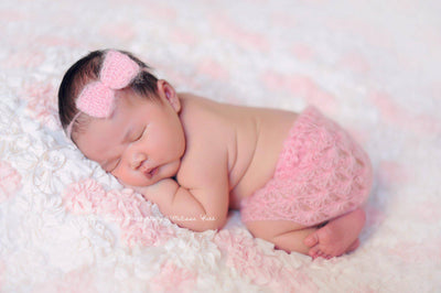 Pink Newborn Mohair Skirt and Headband Set - Beautiful Photo Props