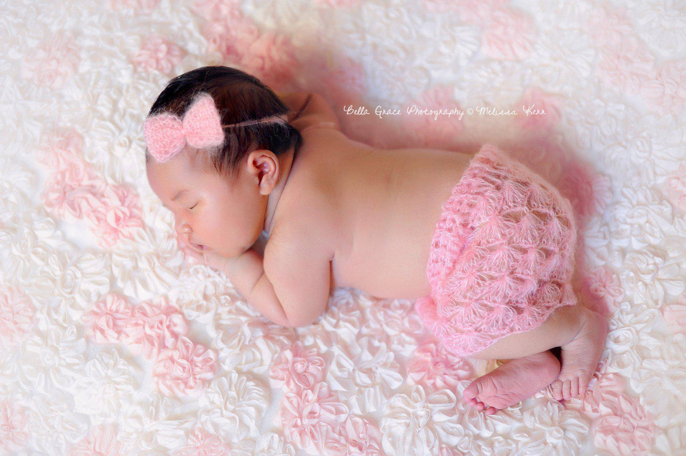 Pink Newborn Mohair Skirt and Headband Set - Beautiful Photo Props