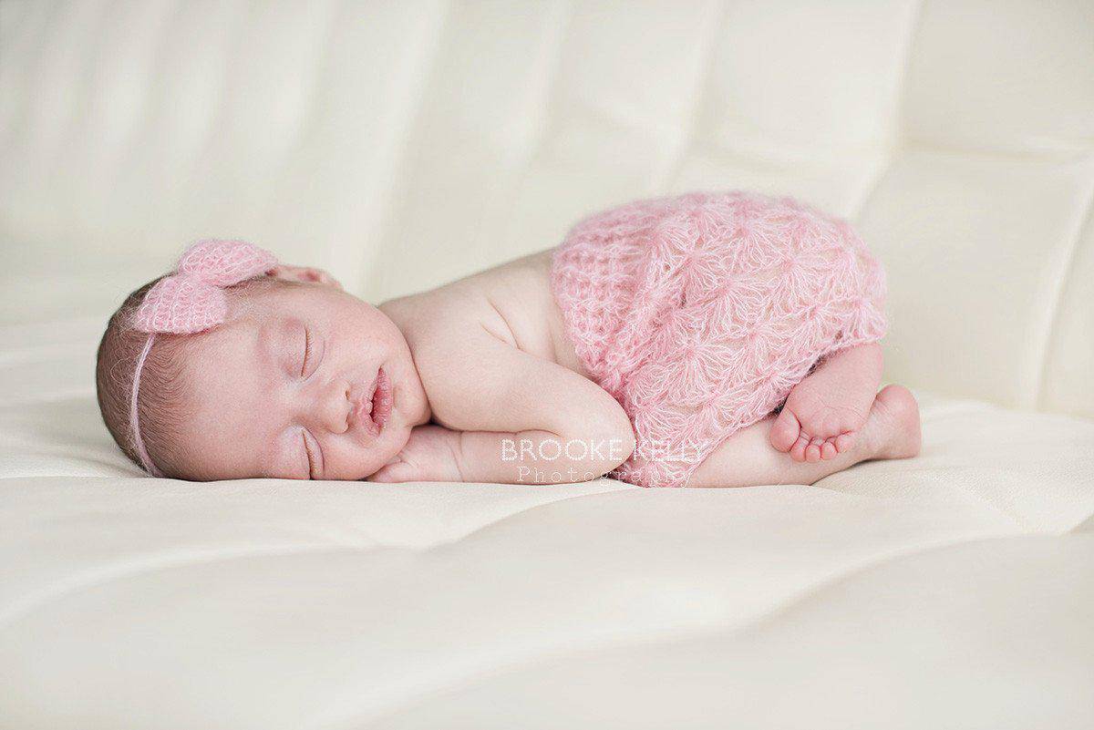 Pink Newborn Mohair Skirt and Headband Set - Beautiful Photo Props