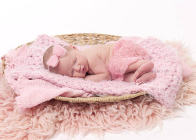 Pink Newborn Mohair Skirt and Headband Set - Beautiful Photo Props