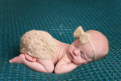 Beige Newborn Mohair Skirt and Headband Set - Beautiful Photo Props