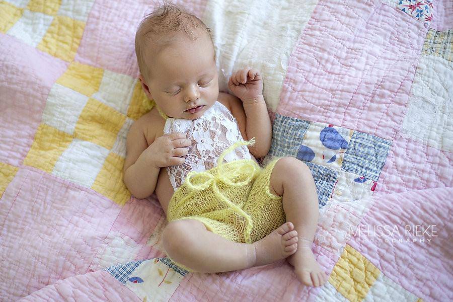 Yellow Lace Front Mohair Knit Newborn Romper - Beautiful Photo Props