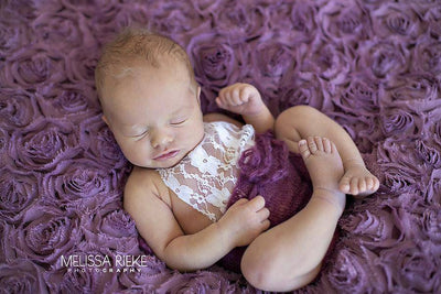 Purple Lace Front Mohair Knit Newborn Romper - Beautiful Photo Props