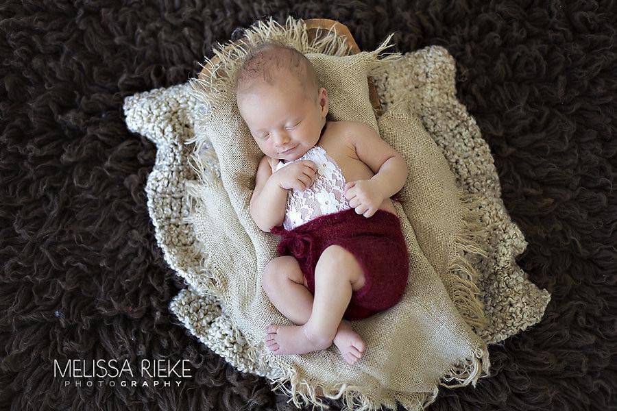 Burgundy Red Lace Front Mohair Knit Newborn Romper - Beautiful Photo Props