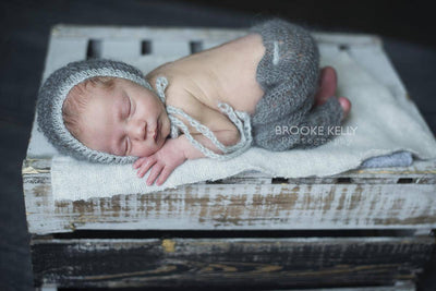Pewter and Light Gray Two Toned Mohair Newborn Pants and Hat Set - Beautiful Photo Props