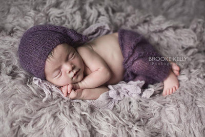 Purple Mohair Knot Hat and Shorts Set - Beautiful Photo Props