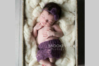 Purple Newborn Mohair Skirt and Headband Set - Beautiful Photo Props