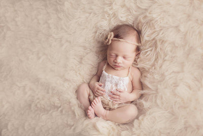 Beige Lace Front Mohair Knit Newborn Romper - Beautiful Photo Props