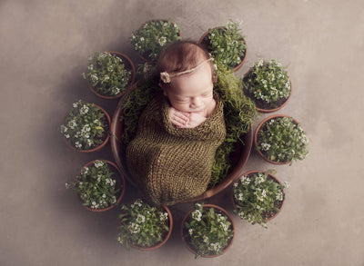 Olive Green Newborn Knit Snuggle Cocoon Sack - Beautiful Photo Props