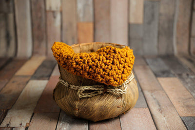 SET Chunky Newborn Baby Blankets in Butternut, Citron Yellow, Spice, Pumpkin Orange and Cream - Beautiful Photo Props